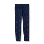 Girls Plush-Lined Leggings - Print - BLACK