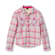 Girls Faux Shearling Shirt Jacket - LAVENDER