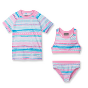 Girls Sea Spray Ss 3-Piece Swim Set - BEGONIA PINK