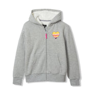 Girls Camp Fleece Faux Shearling-Lined Hoodie - GREY HEATHER