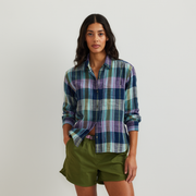 Women's Cotton Slub Plaid Long-Sleeve Shirt - Orchid