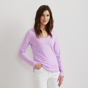Women's Everyday Long-Sleeve V-Neck T-Shirt - Lavender