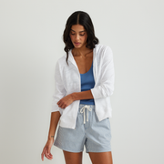 Women's Waverly Cotton Slub Full-Zip Sweatshirt - White