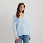 Women's V-Neck Sweater - Pale Blue
