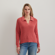 Women's Johnny Collar Polo Sweater - Tangelo