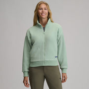 Women's Authentic Outdoor Full-Zip Fleece Mock Pullover - Limestone