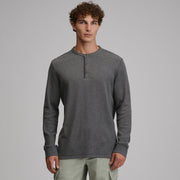 Men's Birds Eye Long-Sleeve Thermal Henley - Charcoal Heather