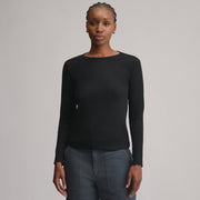 Women's Softline Rib Long-Sleeve Crew - Black