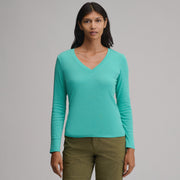 Women's Everyday Long-Sleeve V-Neck T-Shirt - Winter Green