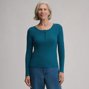 Women's Softline Rib Long-Sleeve Henley - Meridian Blue