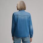 Women's Long-Sleeve Western Denim Shirt