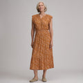 Women's Flutter Sleeve Smocked Waist Midi Dress