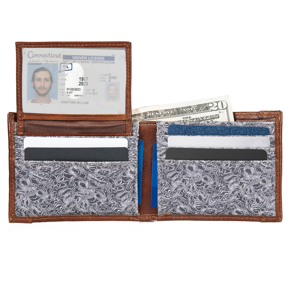 Pioneer Leather And Printed Cotton Canvas Passcase Wallet
