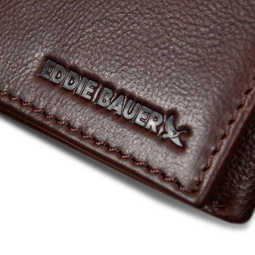 EB Signature Logo Leather Trifold Wallet