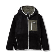 Kids Fleece Mixed Media Hooded Jacket - BLACK