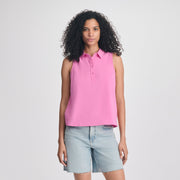 Women's Departure Collared Tank - Misty Rose