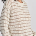 Women's Slub Stripe Crew Neck Sweater